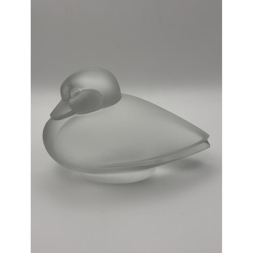 Vintage Lucienne Bloch Crystal Frosted Glass Duck Figurine